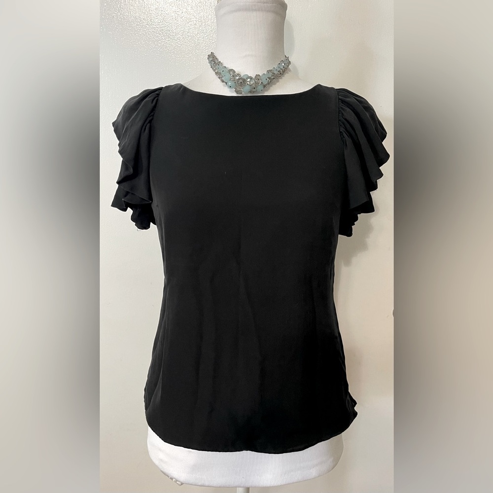 Excellent condition Ann Taylor Petites black dress blouse top